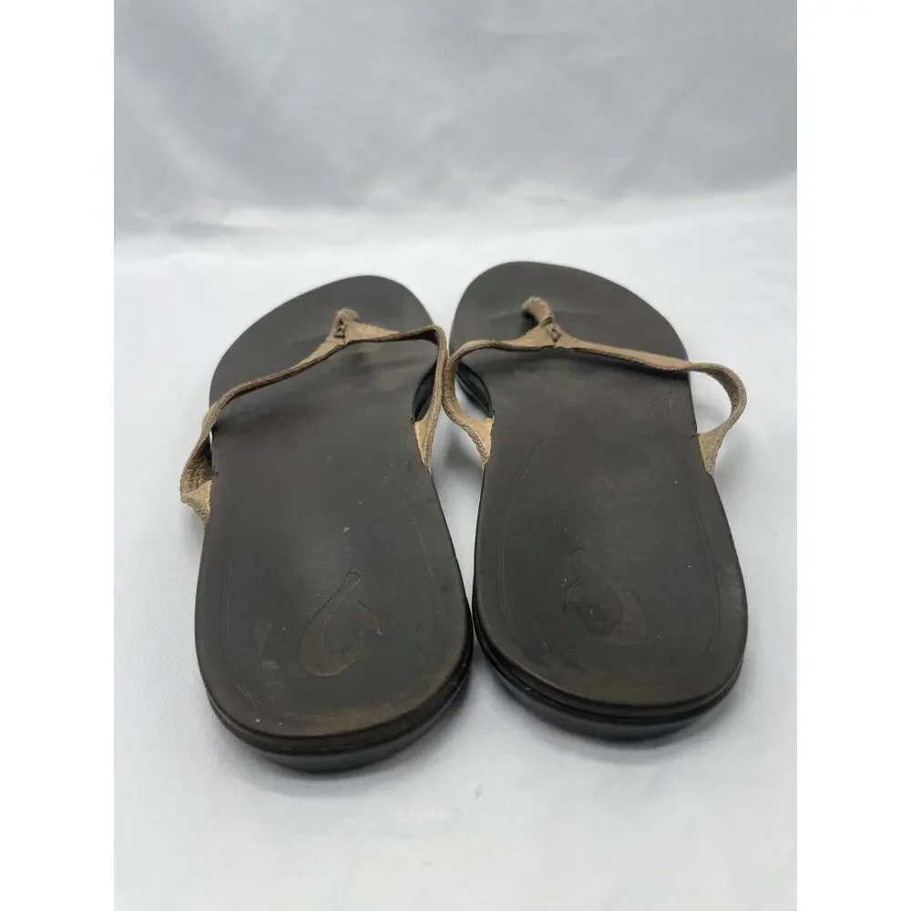Olukai‎ Ho’opio Women's Leather Thong Flip Flops, 20290-FA45, Size: 8